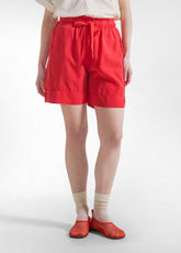 SHORTS IN TWILL DI LYOCELL ROSSO - POPPY RED | DEHA