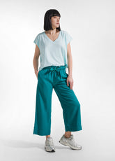 PANTALONI CROP IN LYOCELL VERDE - Best Sellers | DEHA