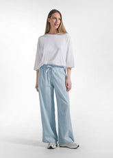 Lyocell Denim Palazzo Pants - Blue - Leisurewear | DEHA