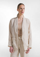 BLAZER IN LINO EFFETTO SFUMATO BEIGE - CLAY BEIGE | DEHA