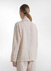 BLAZER IN LINO EFFETTO SFUMATO BEIGE - CLAY BEIGE | DEHA