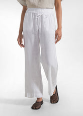 PANTALONI DRITTI IN LINO EFFETTO SFUMATO BIANCO - WHITE | DEHA