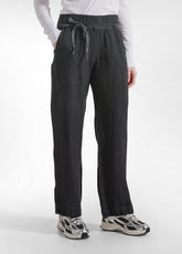 PANTALONI DRITTI IN LINO EFFETTO SFUMATO NERO - BLACK | DEHA