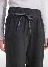 PANTALONI DRITTI IN LINO EFFETTO SFUMATO NERO - BLACK | DEHA