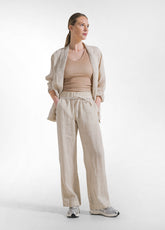 PANTALONI DRITTI IN LINO EFFETTO SFUMATO BEIGE - CLAY BEIGE | DEHA