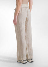 PANTALONI DRITTI IN LINO EFFETTO SFUMATO BEIGE - CLAY BEIGE | DEHA
