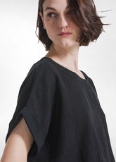 Wide Linen Top - Black - BLACK | DEHA