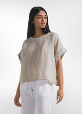 TOP AMPIO IN LINO BEIGE - Leisurewear | DEHA