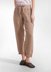 Linen Pants - Brown - KHAKI BROWN | DEHA