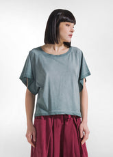 T-SHIRT EFFETTO SFUMATO IN COTONE ORGANICO VERDE - TEAL GREEN | DEHA
