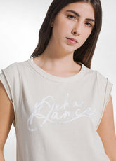 T-SHIRT GRAFICA EFFETTO FADE BEIGE - CLAY BEIGE | DEHA