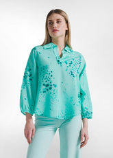 Printed Viscose Shirt Crumpled Effect - Blue - Shirts & Blouses | DEHA