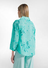 Printed Viscose Shirt Crumpled Effect - Blue - AQUA | DEHA