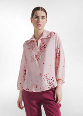 CAMICIA IN VISCOSA STAMPATA EFFETTO STROPICCIATO ROSA - PINK & DOTS | DEHA