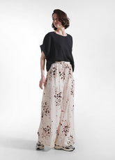 PANTALONI LARGHI IN VISCOSA EFFETTO STROPICCIATO BEIGE - NATURAL DOTS | DEHA