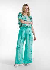 PANTALONI LARGHI IN VISCOSA EFFETTO STROPICCIATO BLU - AQUA | DEHA