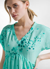 ABITO LUNGO IN VISCOSA EFFETTO STROPICCIATO CON STAMPA BLU - Vestiti, Gonne e Tute | DEHA