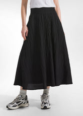 GONNA IN VISCOSA EFFETTO STROPICCIATO NERO - BLACK | DEHA