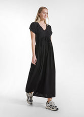 ABITO LUNGO IN VISCOSA EFFETTO STROPICCIATO NERO - Vestiti, Gonne e Tute | DEHA