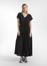 ABITO LUNGO IN VISCOSA EFFETTO STROPICCIATO NERO - BLACK | DEHA