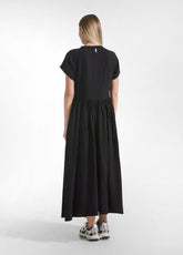 ABITO LUNGO IN VISCOSA EFFETTO STROPICCIATO NERO - BLACK | DEHA