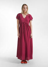 ABITO LUNGO IN VISCOSA EFFETTO STROPICCIATO ROSSO - CHERRY RED | DEHA