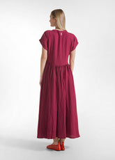 ABITO LUNGO IN VISCOSA EFFETTO STROPICCIATO ROSSO - CHERRY RED | DEHA