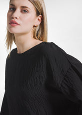 COMPLETO T-SHIRT AMPIA E PANTALONI LARGHI IN VISCOSA EFFETTO STROPICCIATO NERO - | DEHA