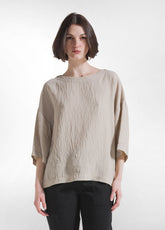 T-SHIRT AMPIA IN VISCOSA EFFETTO STROPICCIATO BEIGE - Top & T-shirts | DEHA