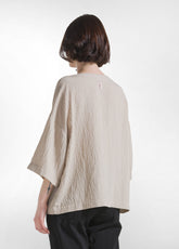 T-SHIRT AMPIA IN VISCOSA EFFETTO STROPICCIATO BEIGE - CLAY BEIGE | DEHA