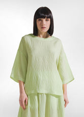 COMPLETO T-SHIRT AMPIA E PANTALONI LARGHI IN VISCOSA EFFETTO STROPICCIATO GIALLO - | DEHA