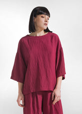 T-SHIRT AMPIA IN VISCOSA EFFETTO STROPICCIATO ROSSO - CHERRY RED | DEHA