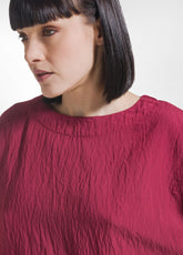 T-SHIRT AMPIA IN VISCOSA EFFETTO STROPICCIATO ROSSO - CHERRY RED | DEHA