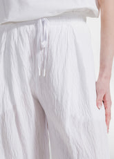 Wide Viscose Trousers With Crinkled Effect - Beige - WHITE | DEHA