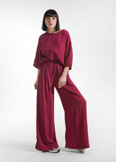 PANTALONI LARGHI IN VISCOSA EFFETTO STROPICCIATO ROSSO - Best Sellers | DEHA