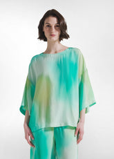 T-SHIRT AMPIA IN VISCOSA HABUTAI BLU - Top & T-shirts | DEHA