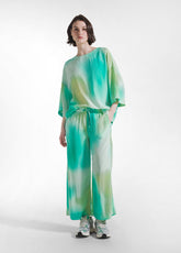 Habutai Viscose Crop Pants - Blue - AQUA | DEHA