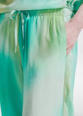 Habutai Viscose Crop Pants - Blue - AQUA | DEHA