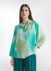 Viscose Habutai Shirt - Blue - AQUA | DEHA
