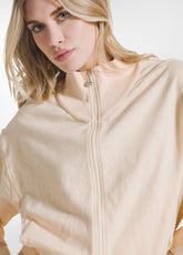Flamed Cotton Full-Zip Sweatshirt - Pink - BUTTER PEACH | DEHA