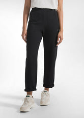 STRAIGHT-LEG SLUB COTTON TROUSERS - BLACK - BLACK | DEHA