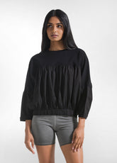 Crewneck Sweatshirt In Parachute-Effect Fabric - Black - Sweaters | DEHA