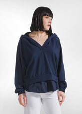 FELPA CON CAPPUCCIO E DETTAGLI EFFETTO PARACHUTE BLU - BLUE NIGHT | DEHA