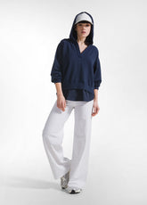 FELPA CON CAPPUCCIO E DETTAGLI EFFETTO PARACHUTE BLU - BLUE NIGHT | DEHA