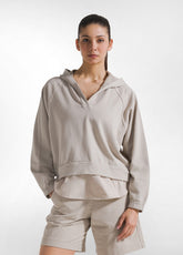 HOODIE WITH PARACHUTE-EFFECT DETAILS - BEIGE - Sweaters | DEHA