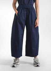 Parachute Effect Poplin Baggy Trousers - Blue - BLUE NIGHT | DEHA