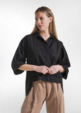 POLO IN POPELINE EFFETTO PARACHUTE NERO - Camicie & Bluse | DEHA