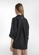 Parachute Effect Poplin Polo Shirt - Black - BLACK | DEHA