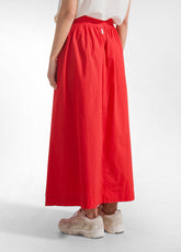 GONNA MAXI IN POPELINE EFFETTO PARACHUTE ROSSO - POPPY RED | DEHA