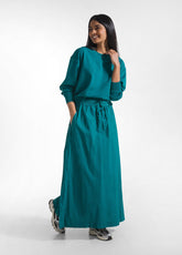 GONNA MAXI IN POPELINE EFFETTO PARACHUTE VERDE - Vestiti, Gonne e Tute | DEHA